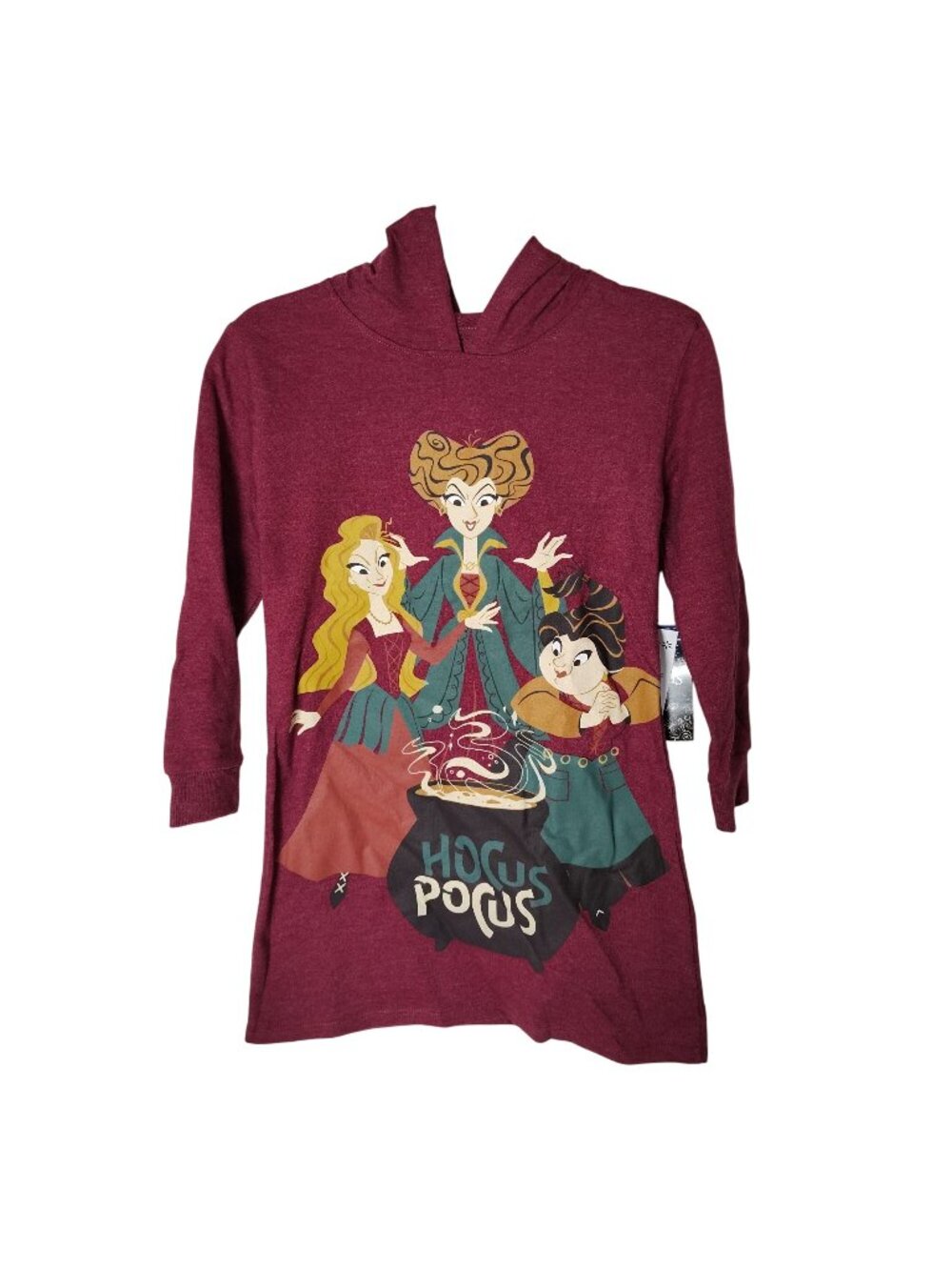 Disney Girls S (6/6X) Halloween Hocus Pocus Graphic Burgundy Hoodie Dress